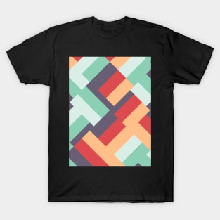 Summertime Hues Geometric Mid-Century Modern Pattern T-Shirt